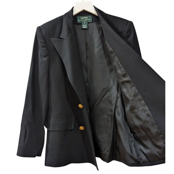 VTG Ralph Lauren Jacket Blazer Worsted Wool 3-D Gold RL Crest & Crown Sz 6P NWT - Picture 3 of 11